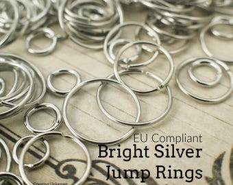 Bright Silver Jump Rings Best Commercially Made in 18. 20, 22 gauge, EU Compliant