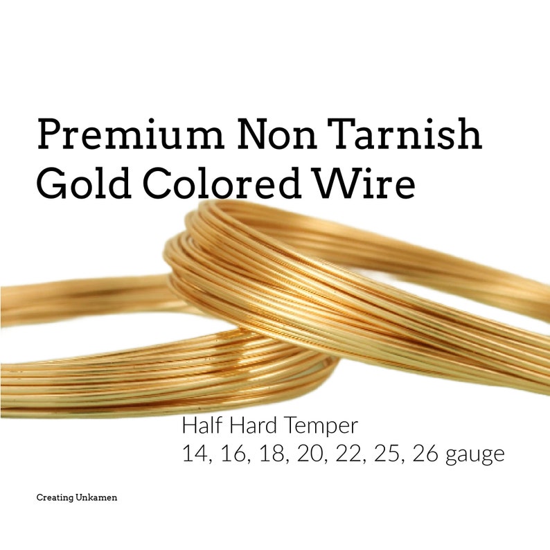 Wire Premium Gold Colored Half Hard Non Tarnish 100% Guarantee 14, 16, 18, 20, 22, 24, 26 gauge image 1