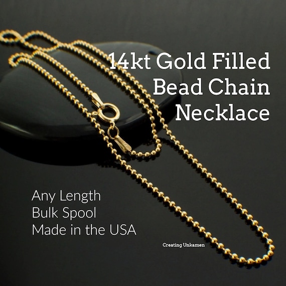 Bead Ball Chain 14k Gold-filled 1.5mm Width - Made in the USA Bead Ball Chain 14k Gold-filled 1.5mm Width - Made in the USA