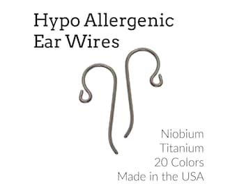 Ear Wires Hypo Allergenic Titanium or Niobium 5 Pairs with Outside Loop in 21 Colors