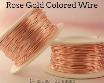 Rose Gold Colored Wire - Enameled Coated Copper - 100% Guarantee - You Pick the Gauge 14, 16, 18, 20, 21, 22, 24, 26, 28, 30, 32