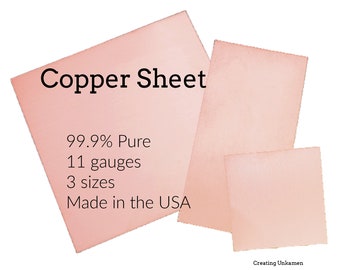 Copper Sheet Metal - YOU Pick the Size and Gauge - 100% Guarantee