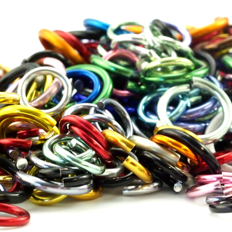 Anodized Aluminum Jump Ring Sample Pack ALL Gauges and Diameters Color Mix Top Shelf image 5