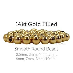 14kt gold filled gladde naadloze ronde kralen – maat naar keuze: 2,5 mm, 3 mm, 4 mm, 5 mm, 6 mm, 7 mm, 8 mm, 10 mm