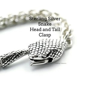 1 Sterling Silver Snake Hook Clasp - Large 37mm X 10mm - Shiny or Antique - 100% Guarantee