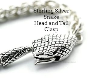 1 Sterling Silver Snake Hook Clasp - Large 37mm X 10mm - Shiny or Antique - 100% Guarantee