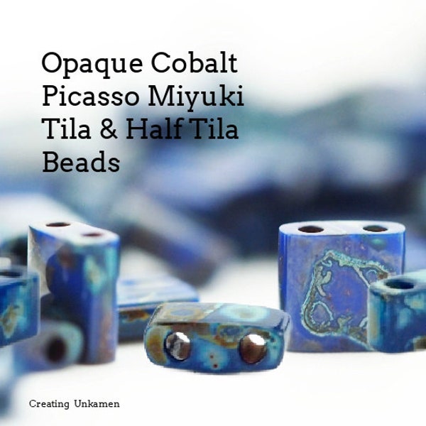 Miyuki 4518 Tila and Half Tila Beads Opaque Cobalt Blue Picasso - 100% Guarantee