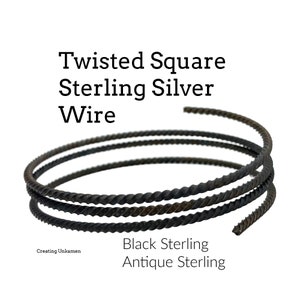 Wire Antique or Black Twisted Square Sterling Silver - 1/2 Troy Ounce Half Hard - 10, 12, 14, 16, 18, 20 Gauge -  Made in the USA