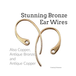 5 Pairs Bronze or Copper Stunning Ear Wires - 20 gauge - 18mm X 10mm - Made in the USA