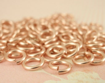 100 Jump Rings in Rose Gold Colored Enameled Copper in 24, 22, 20, 18,  16  or 14 Gauge - You Choose the Size - 100% Guarantee