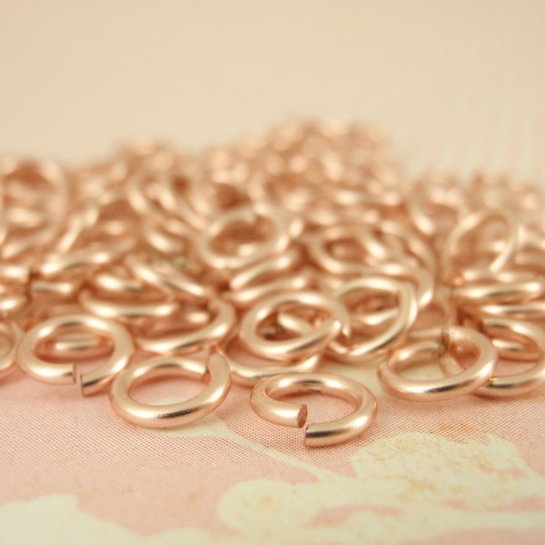 100 Rose Gold Colored Enameled Copper Jump Rings in 20 gauge 3mm ID