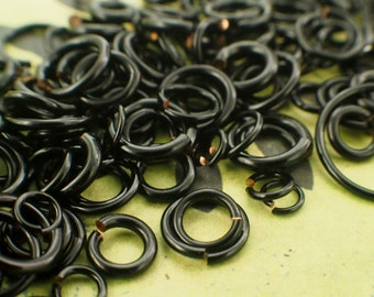 100 Black Jump Rings - Custom Handmade in 10, 12, 14, 16, 18, 20,  22  or 24 gauge - 100% Guarantee