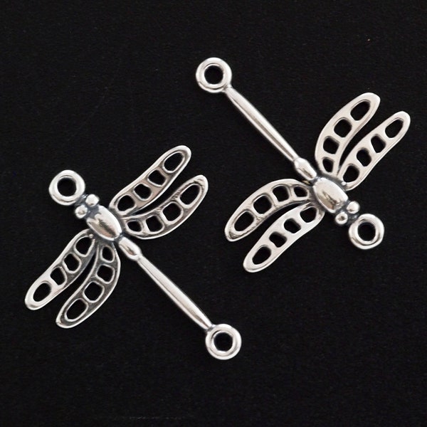 2  Sterling Silver Dragonfly Links - 19mm X 17mm