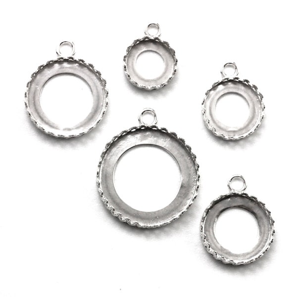 1 Sterling Silver Round Bezel Cup - 8mm, 10mm, 12mm, 14mm, 16mm, 20mm