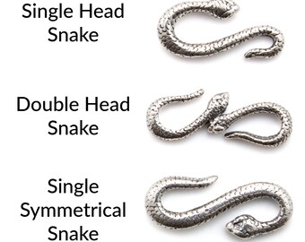 Cierre de gancho en forma de S con forma de serpiente - Plata de ley - Hecho en EE. UU. - 100% de garantía