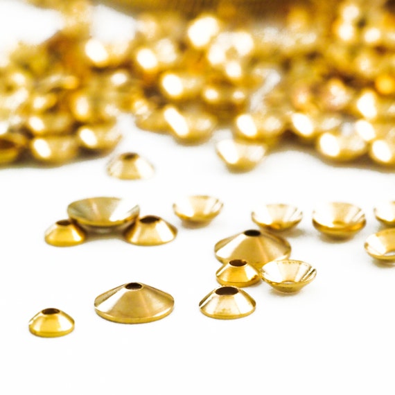 100 Gold Plated Brass Bead Caps - 3x1mm Mini Corrugated Caps For 2-4mm Beads