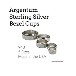 May include: Five sterling silver bezel cups in different sizes. 940. Made in the USA.