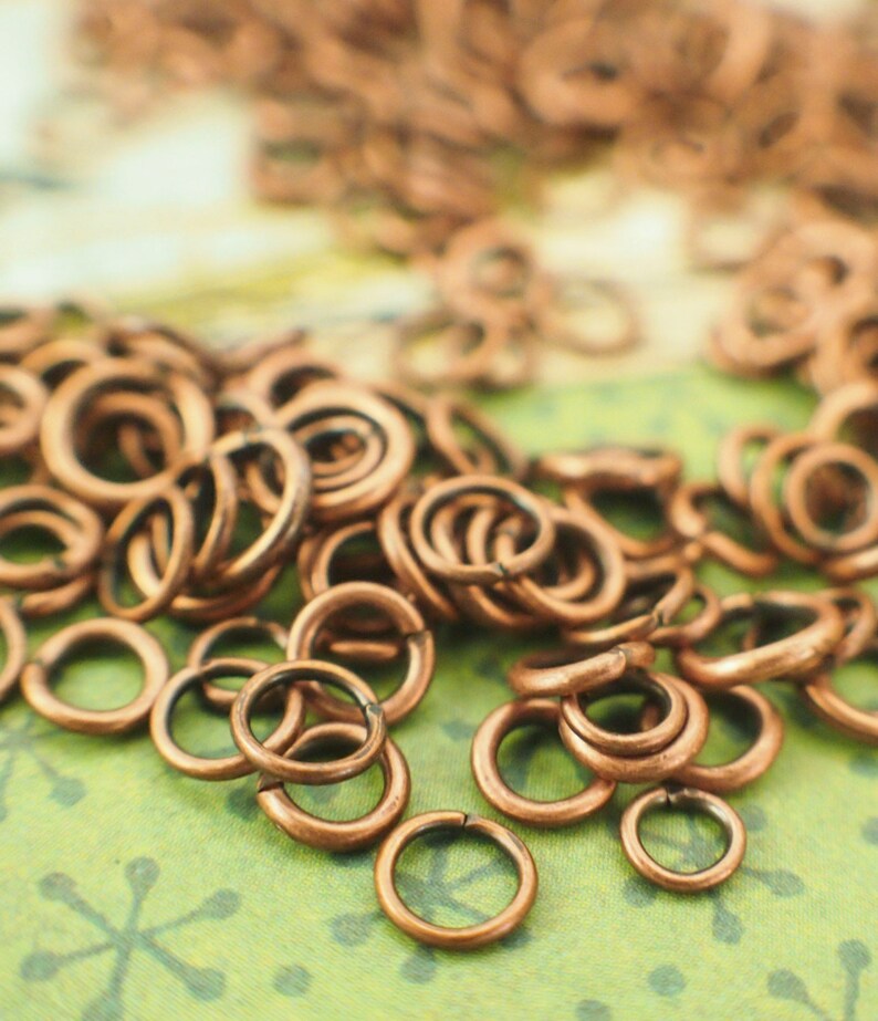 100 Antique Copper Jump Rings in 18, 20, 22 gauge Best Commercially Made 100 % Guarantee image 1