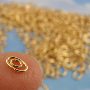 100 Gold Plated Brass Oval Jump Rings 16, 18, 20, 22, 24 gauge Best Commercially Made You Pick Diameter 100% Guarantee image 3