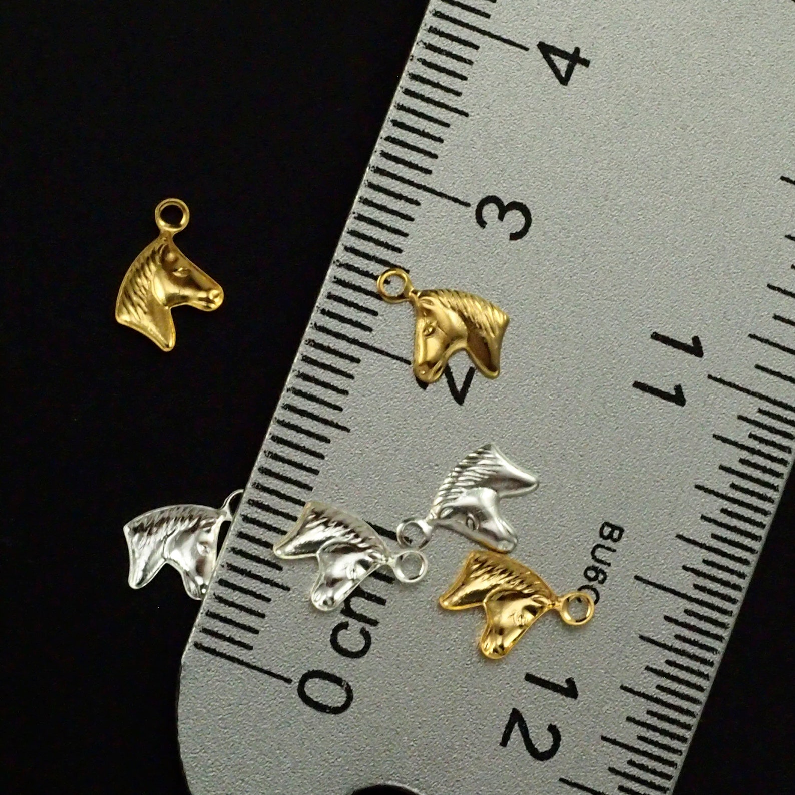 12 Horse Head Charms 6mm You PICK Silver Plate or Gold Etsy