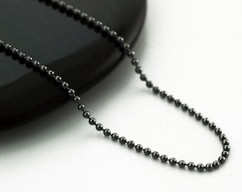 Sterling Silver Bead Chain 1mm 16 inch or 18 inch Bright, Antique or Black -  Made in the USA
