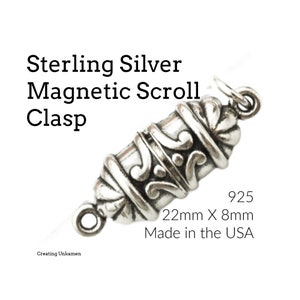 Sterling Silver Magnetic Scroll Clasp 21mm X 8mm image 1