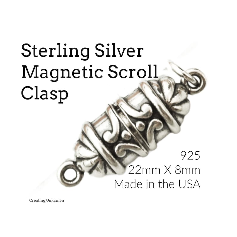 Sterling Silver Magnetic Scroll Clasp 21mm X 8mm image 1