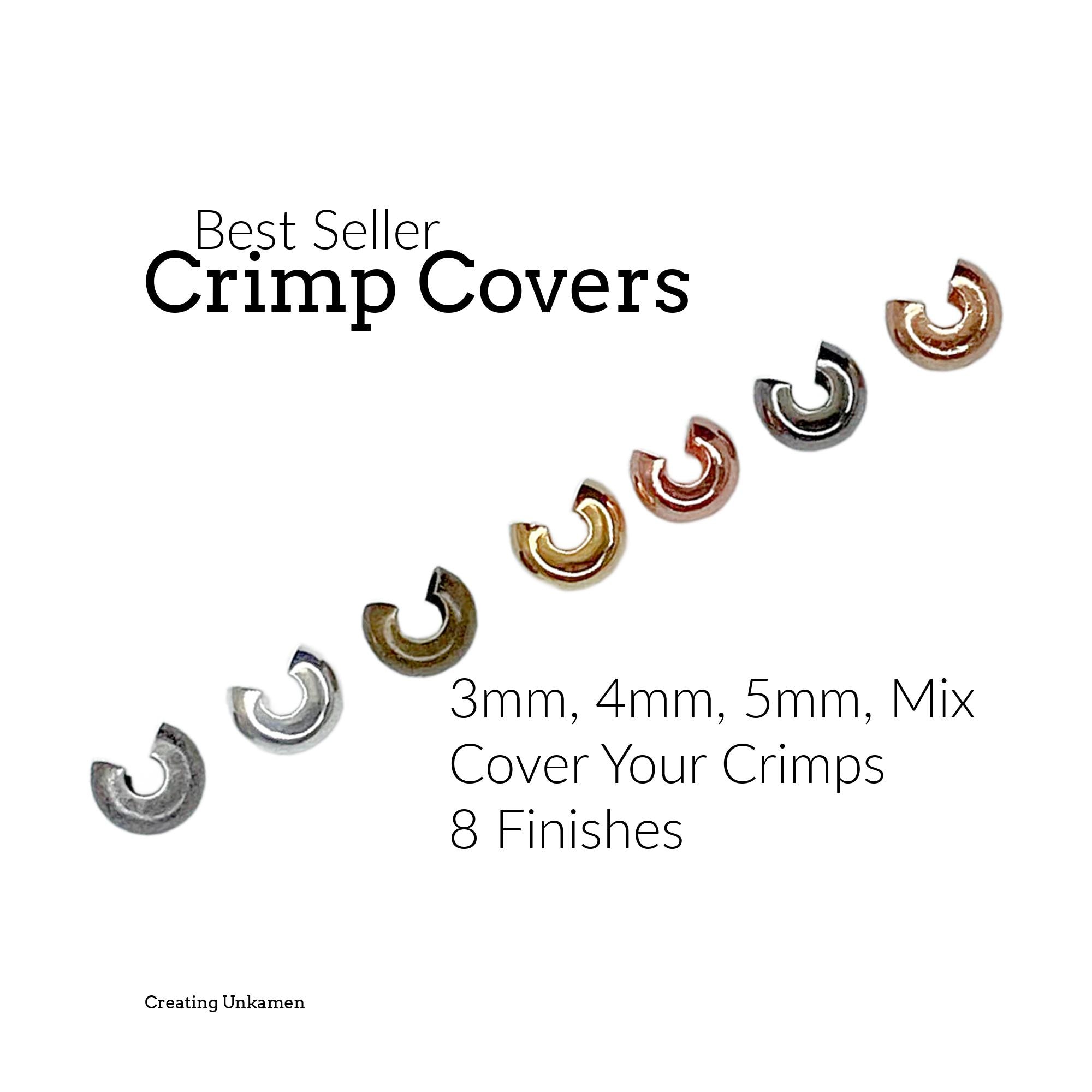 Crimp Covers 50 - 2mm, 3mm, 4mm, 5mm Silver Plated, Gold Plated, Gunmetal, Antique Gold, Copper, Antique Copper, Rose Gold