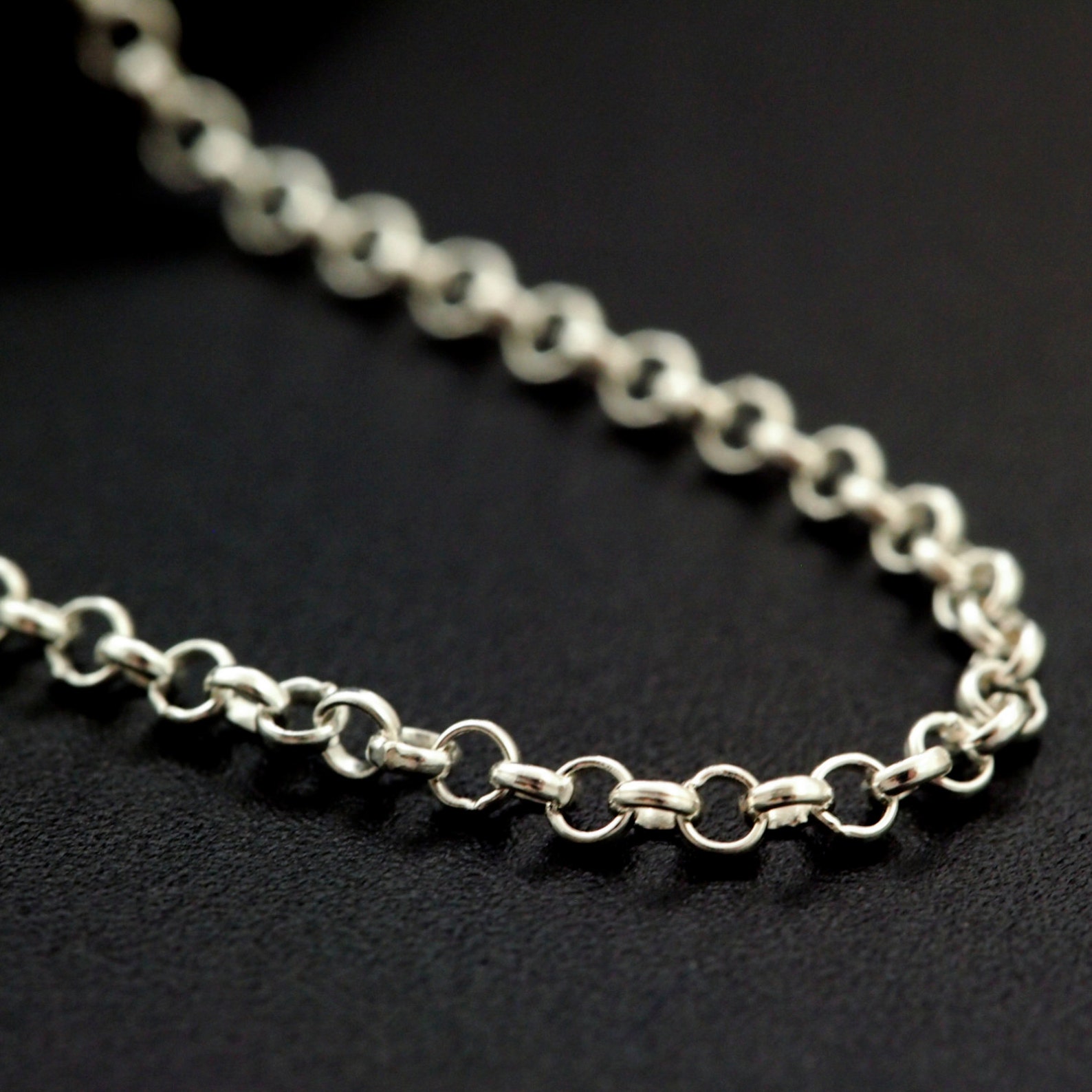 Sterling Silver Rolo Chain 1.65mm in Shiny Antique or Black Etsy