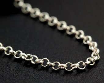 Sterling Silver Rolo Chain - 1.65mm in Shiny, Antique or Black - Custom Finished Lengths or By The Foot -  Made in the USA Chain