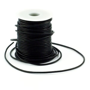 Black Indian Leather Cord - By The Yard in 0.5mm, 1mm, 1.5mm, 2mm, 3mm