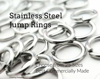 Stainless Steel Jump Rings 22, 20, 19, and 18 Gauge - You Pick the Size - 3mm to 12mm OD  Best Commercially Made - 100% Guarantee