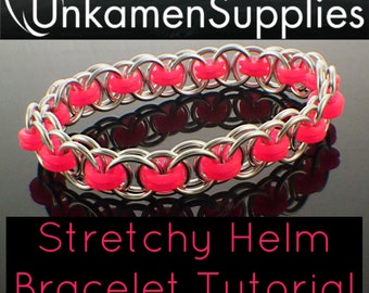 Version I Stretchy Parallel Chain or Helm Weave Chainmaille Bracelet Tutorial - Expert PDF