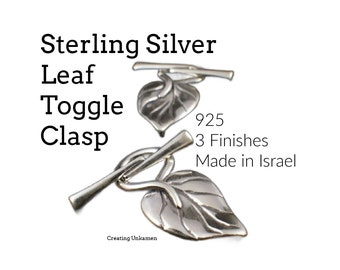 1 Sterling Silver Leaf Toggle Clasp 26.5mm