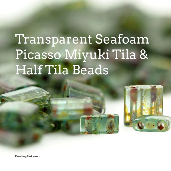 Miyuki 4506 Transparent Seafoam Picasso Tila and Half Tila Beads - 100% Guarantee