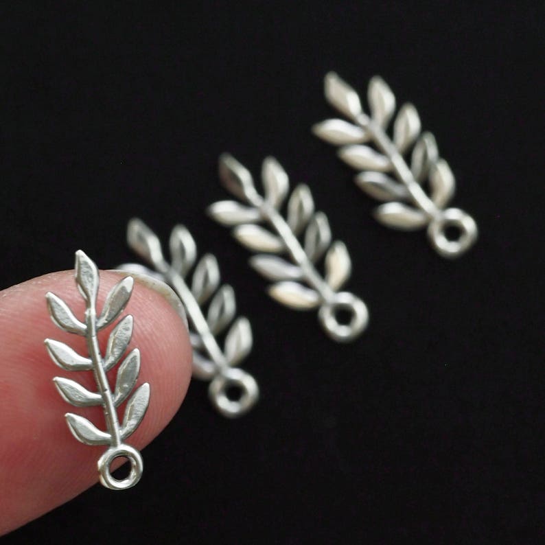 2 Simple Sterling Silver Leaf Charms 18mm X 7mm