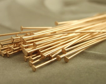 50 Solid Bronze Stunning Flat Head Pins in 21 or 23 gauge - Raw or Oxidized - Made in the USA