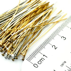 100 Flat Head Pins - Silver Plate, Gold Plate, Antique Silver, Antique Gold, Gunmetal, Rose Gold or Mix - 21 gauge or 24 gauge for Jewelry image 7