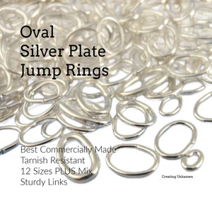 100 Silver Plated Oval Jump Rings Best Commercially Made 24, 22, 20, 18 or 16 gauge or a Mix You Pick Diameter 100% Guarantee image 1
