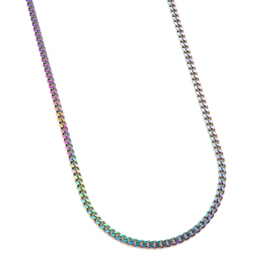 2mm Diamond Cut Curb Chain in Rainbow 