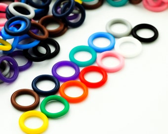 50 Silicone Jump Rings 15mm OD You Pick Color - Black, White, Brown, Pink, Purple, Blue, Green, Yellow, Orange, Red or Rainbow Mix