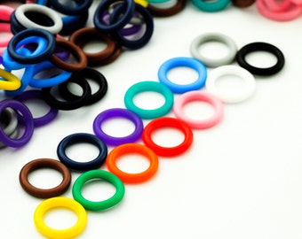 50 - Silicone Jump Rings 15mm OD You Pick Color - Black, White, Brown, Pink, Purple, Blue, Green, Yellow, Orange, Red or Rainbow Mix