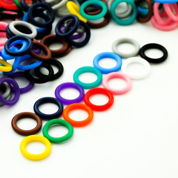 50 - Silicone Jump Rings 15mm OD You Pick Color - Black, White, Brown, Pink, Purple, Blue, Green, Yellow, Orange, Red or Rainbow Mix