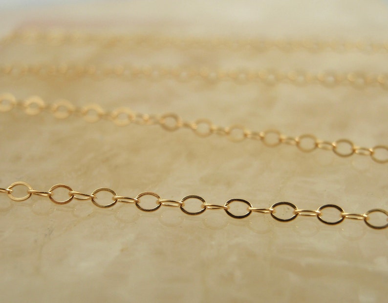 14kt Gold Filled Chain By the Foot or Finished Chain Made in the USA 1.4mm Fine Flat Cable