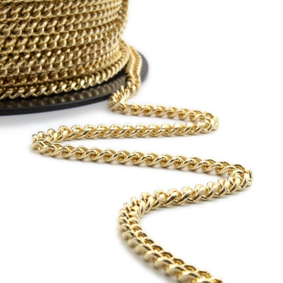 14kt Gold Plated Brass 12.46mm Diamond Cut Curb Chain in Bulk or