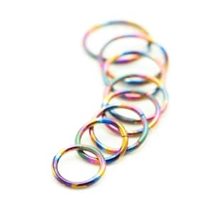 Segmento cativo - Titânio colorido hipoalergênico - calibre 8, 10, 12, 14 ou 16 - Escolha o diâmetro e a cor
