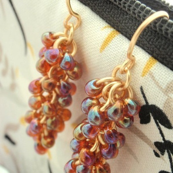 Summer SALE - Shaggy Beaded Earring Kit - Autumn Hues - Beginners and Intermediate - Fun and Easy Chainmaille at Half Price