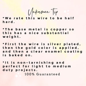Wire Premium Gold Colored Half Hard Non Tarnish 100% Guarantee 14, 16, 18, 20, 22, 24, 26 gauge image 2