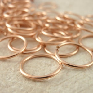 50 14kt Rose Gold Filled Jump Rings 12, 14, 16, 18, 20, 24, 26 gauge and You Pick Diameter Handmade image 5