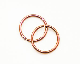Simple Tiny Niobium Hypoallergenic Earring Hoop or Nose Ring - 20, 22, 24 gauge 7mm or 10mm OD - You Pick Color